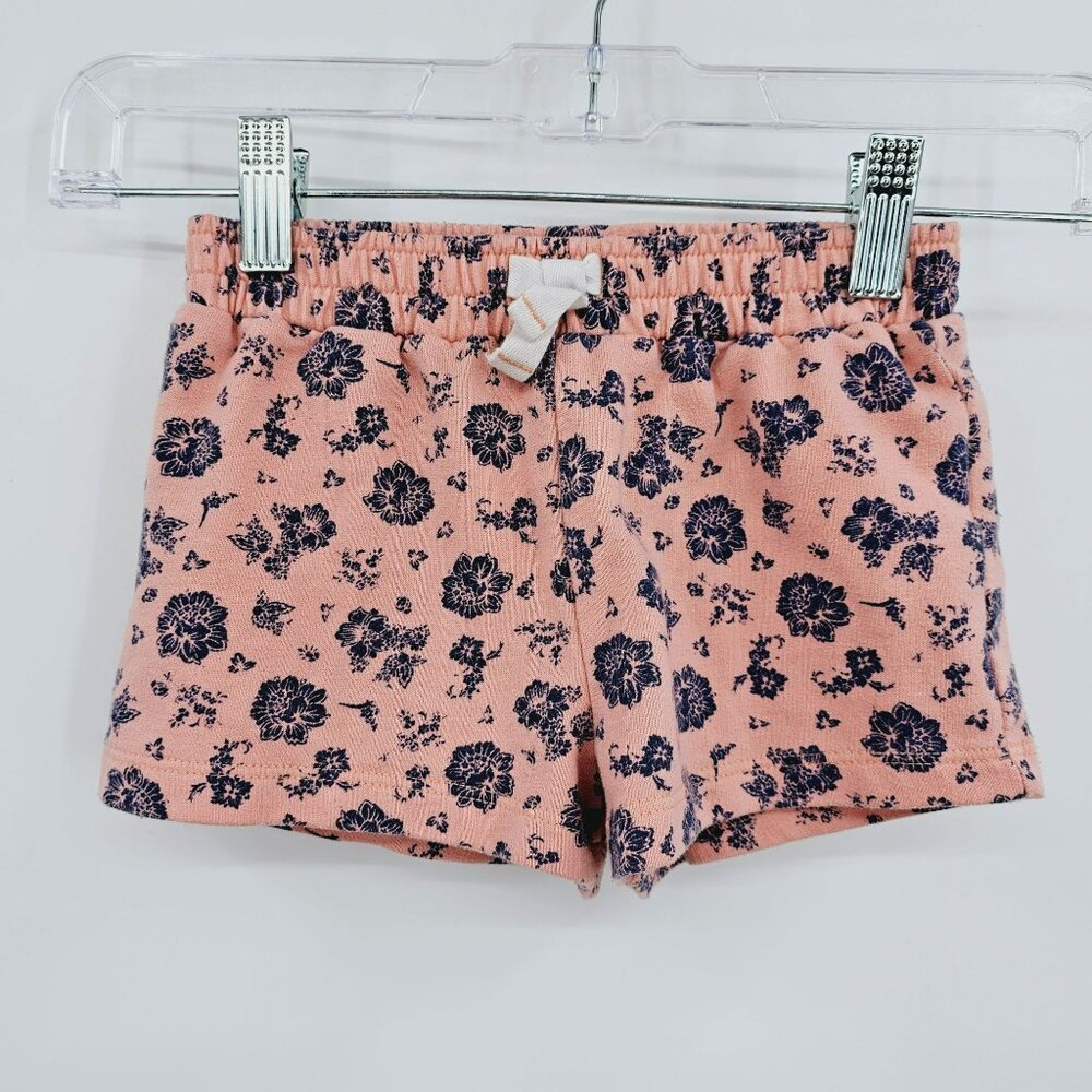 Lucky Brand Shorts 4T Pink Blue Floral Cotton Stretch Elastic Waist Pull On Baby